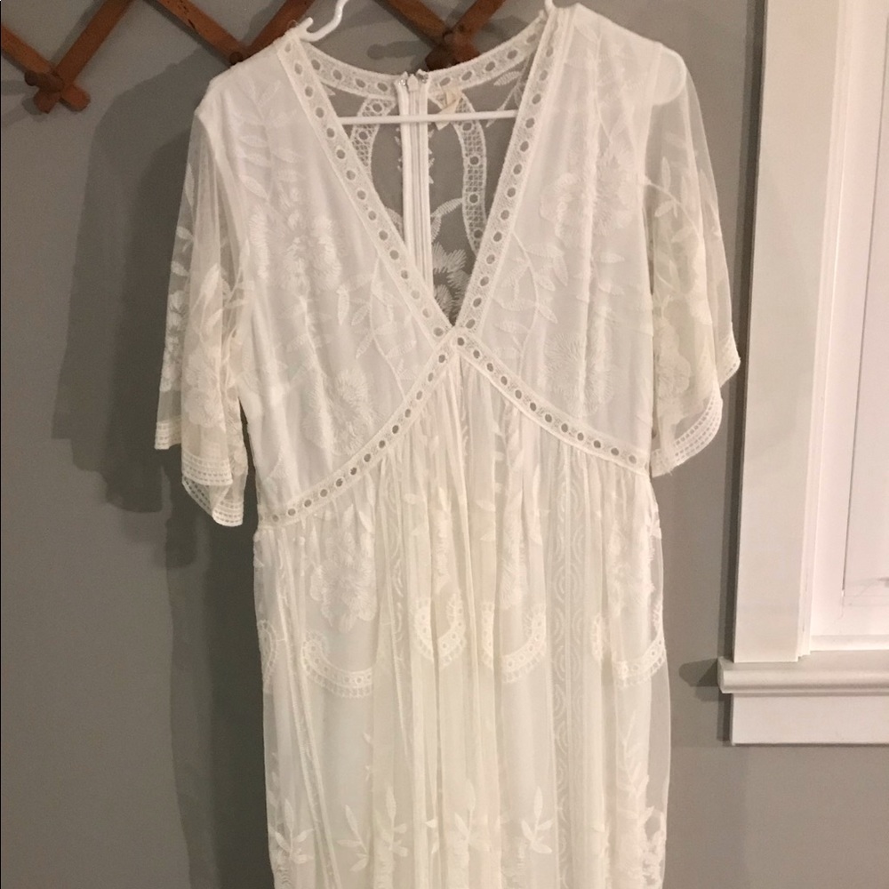 Pink Blush Maternity maxi dress in white- worn once!